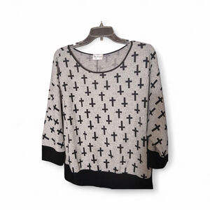Hot Ginger Women's Cross Print Lightweight Sweater – Est. Size M/L  (25jc)